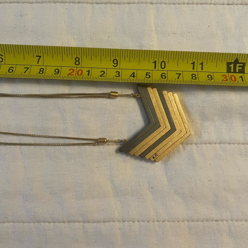 Madewell Gold and Silver tone Chevron Necklace Adjustable Chain - Picture 13 of 13